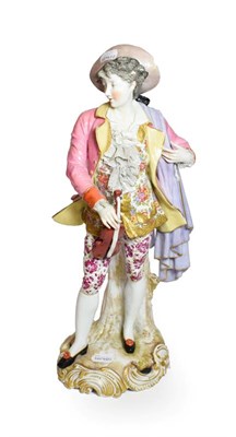 Lot 157 - A Continental hard-paste porcelain figure of a musician, 46cm high