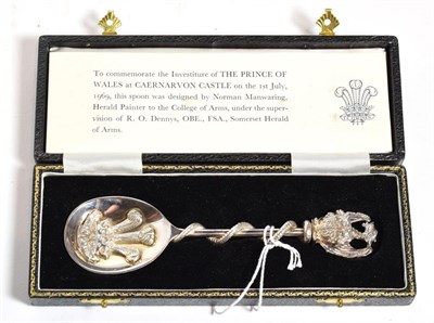 Lot 212 - An Elizabeth II silver commemorative spoon, by J. D. Beardsmore and Co., London, 1969, designed...