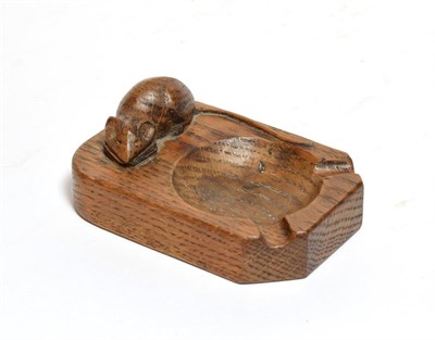 Lot 221 - A Robert Mouseman Thompson English oak ash tray, with carved mouse signature