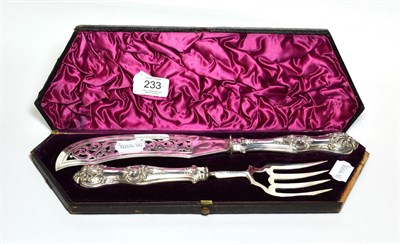 Lot 233 - A cased pair of Victorian silver fish-servers, by Elizabeth Eaton, London, 1850, Queen's...