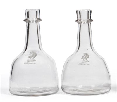 Lot 7 - A Pair of Mallet Decanters, late 18th/early 19th century, clear glass, with single rib to the...