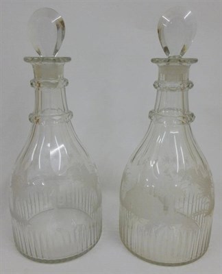 Lot 8 - A Pair of Mallet Decanters and Stoppers, early 19th century, with double faceted rings,...