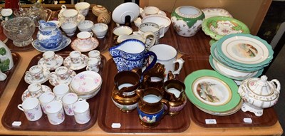 Lot 254 - A group of 18th/19th century and later ceramics including tea bowls, loving cups, lustre ware,...