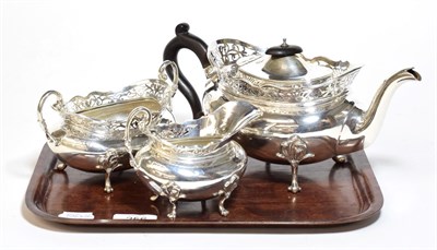 Lot 256 - An Edward VII three-piece silver tea-service, by Charles Clement Pilling, London, 1906, each...