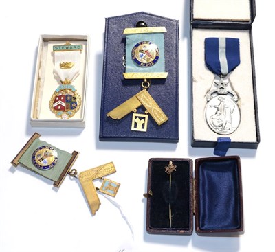 Lot 280 - A collection of Masonic medals including two 9 carat gold and enamel medals signed 'North York...