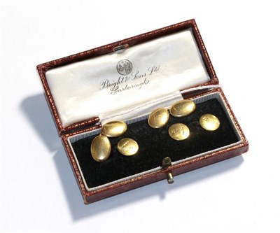 Lot 282 - A pair of 18 carat gold cufflinks and three matching 18 carat gold studs