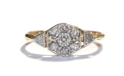 Lot 283 - A diamond cluster ring, stamped '18CT', finger size J