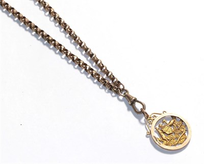 Lot 289 - A pinchbeck chain with attached medallion indistinctly marked