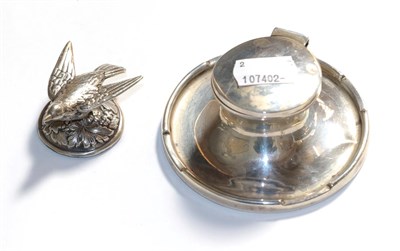 Lot 299 - A George V silver capstan inkwell, by A. and J. Zimmerman, Birmingham, 1913, of typical form,...