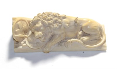 Lot 304 - European ivory figure of the lion of Lucerne