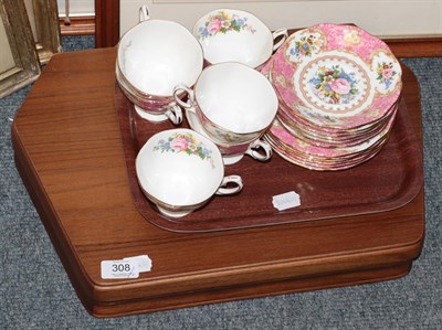 Lot 308 - A Royal Albert 'Lady Carlyle' pattern set of six cups and saucers with six side plates together...