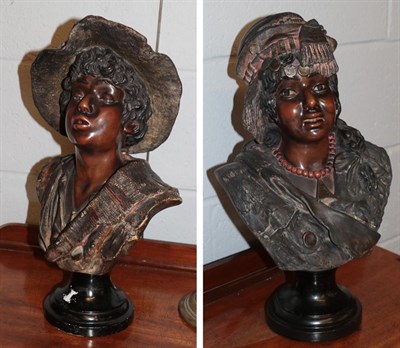 Lot 316 - A pair of late 19th/early 20th century plaster busts