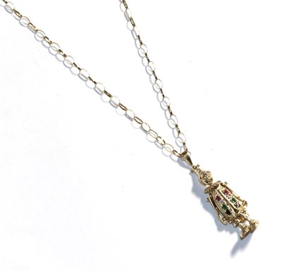 Lot 379 - A 9 carat gold articulated clown pendant on a 9 carat gold chain, pendant length 4.9cm, chain...