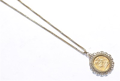 Lot 383 - An 1889 full sovereign mounted as a pendant on chain, chain length 54cm