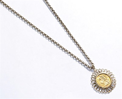 Lot 384 - A 1913 full sovereign mounted as a pendant on chain, chain length 176cm