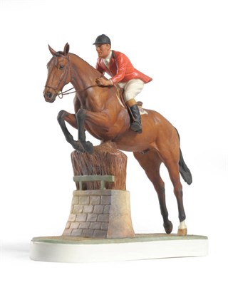 Lot 22 - A Royal Worcester Porcelain Figure of Foxhunter and Lt Colonel H M Llewellyn CBE, 1960, modelled by