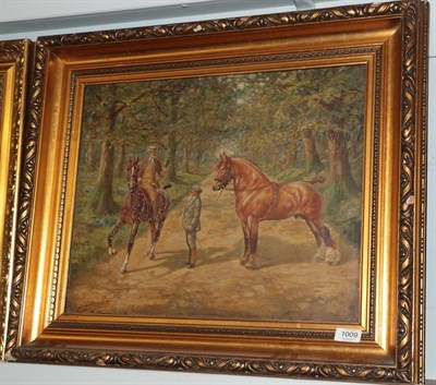 Lot 1009 - ** Pulford, The Local Squire stopping to talk to a tenant leading his Suffolk Punch, signed, oil on