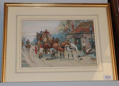 Lot 1014 - George Taylor (19th century) An impromptu re-shoeing, signed watercolour, 24cm by 36cm
