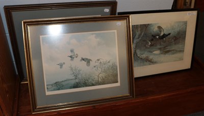 Lot 1016 - After Archibald Thorburn FZS, black grouse in flight, signed in pencil, a colour reproduction,...