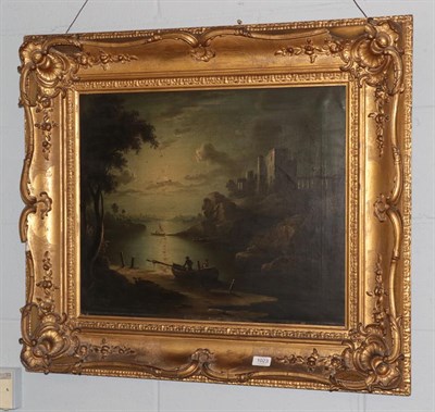 Lot 1023 - Attributed to Ralph Mayers (19th century) Elgin Abbey, nocturne, oil on canvas, 49cm by 59.5cm