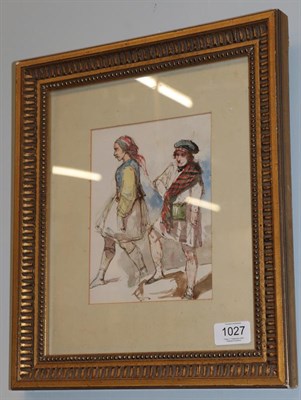 Lot 1027 - William Lee (fl.1819-1865) Figure studies of a Scotsman and a Greek?, watercolour, 19cm by 14.5cm