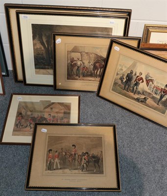 Lot 1032 - Gadroon guards, five coloured prints depicting the third and the sixth carabineers etc