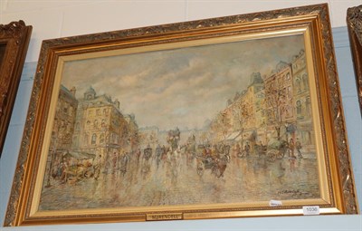 Lot 1036 - Morgan John Rendell (20th Century) Parisian street scene, signed, oil on canvas, 50cm by 75.5cm