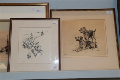 Lot 1042 - Lucy Dawson ''The Hill Top'', signed drypoint etching, Cecil Aldin, print of sheep (2)