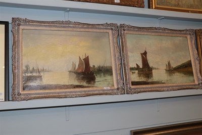 Lot 1044 - John Bale (19th/20th century) Shipping on an estuary, signed, oil on canvas together with a...