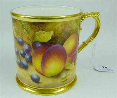 Lot 28 - A Royal Worcester Porcelain Cylindrical Mug, 20th century, painted by P Stanley with continuous...