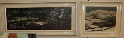 Lot 1067 - Judith de Fano (20th century) Snow covered landscape, oil on canvas, together with a companion