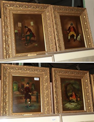 Lot 1070 - A set of four coloured prints depicting characters from various Charles Dickens books, to...