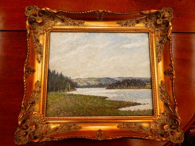 Lot 1077 - Ernest Forbes, The Reservoir, Fewston, signed, inscribed verso, oil on board