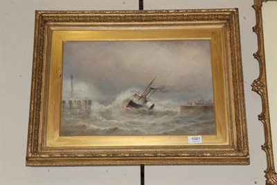 Lot 1081 - J.T Allerston (19th /20th century) Steamer ship in a storm, signed and dated 1889, oil on canvas
