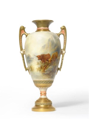 Lot 31 - A Royal Worcester Porcelain Vase, painted by John Stinton, early 20th century, of baluster form...