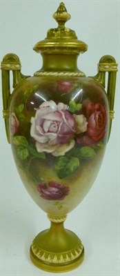Lot 32 - A Royal Worcester Porcelain Baluster Vase and Cover, painted by William Ricketts, early 20th...