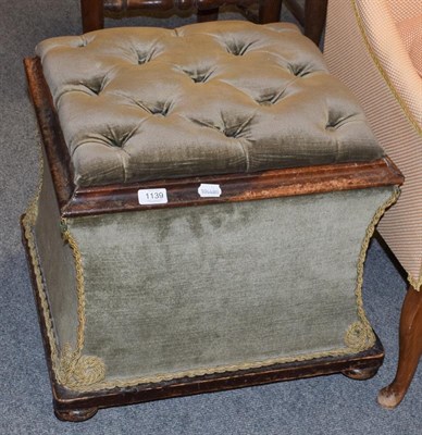 Lot 1139 - A Victorian upholstered box stool covered in green velvet
