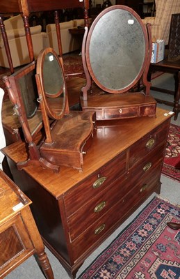 Lot 1178 - A mahogany four drawer straight fronted chest and three assorted mahogany toilet mirrors
