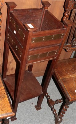 Lot 1230 - An Arts & Crafts walnut and cooper bound planter and a 19th century mahogany tripod table