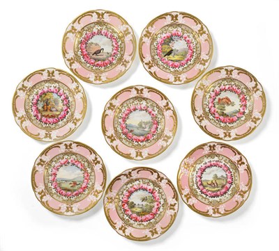 Lot 46 - A Set of Eight Coalport Porcelain Fables Plates, early 19th century, painted with scenes of Aesop's