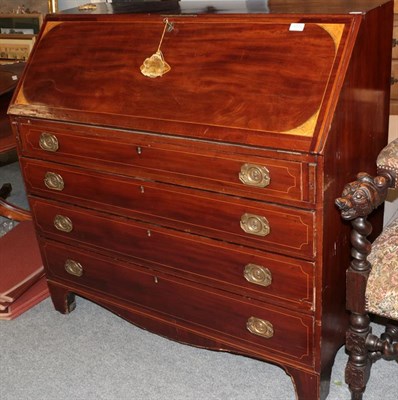 Lot 1272 - A 19th century inlaid mahogany bureau