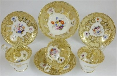 Lot 48 - A Coalport Part Tea and Coffee Service, circa 1830, each piece painted with a spray of summer...