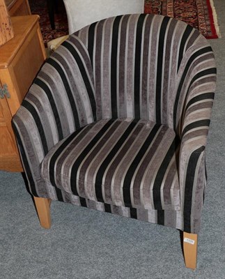 Lot 1335 - A Meridian upholstery velvet stripe tub chair