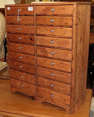 Lot 1336 - A Victorian pine eighteen drawer chest, suitable for watch makers tools