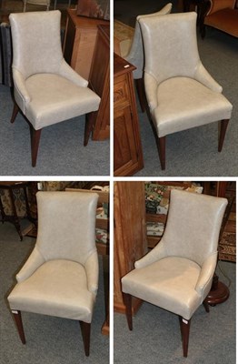 Lot 1339 - A set of five modern grey leather dining chairs labelled WYCN Wood design