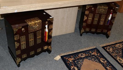 Lot 1344 - A pair of Korean chests, modern and three Chinese rugs (5)