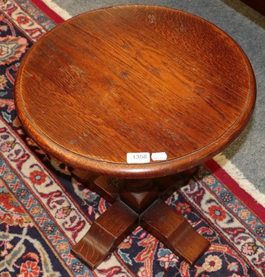 Lot 1358 - White Rose of Grassington, a reproduction oak pedestal table with circular top