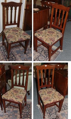 Lot 1362 - A set of six mahogany dining chairs, foliate splats and tapestry seats (6)