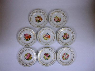 Lot 57 - A Set of Seventeen English Porcelain "Riddle" Plates, 19th century, each painted with a spray...