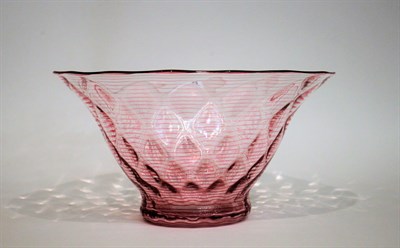 Lot 23 - A Stevens and Williams Ruby Threaded Glass Bowl, 27.5cm diameter